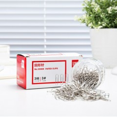 得力(deli)29mm镀镍回形针 3#金属曲别针 200枚/筒 3筒装 办公用品